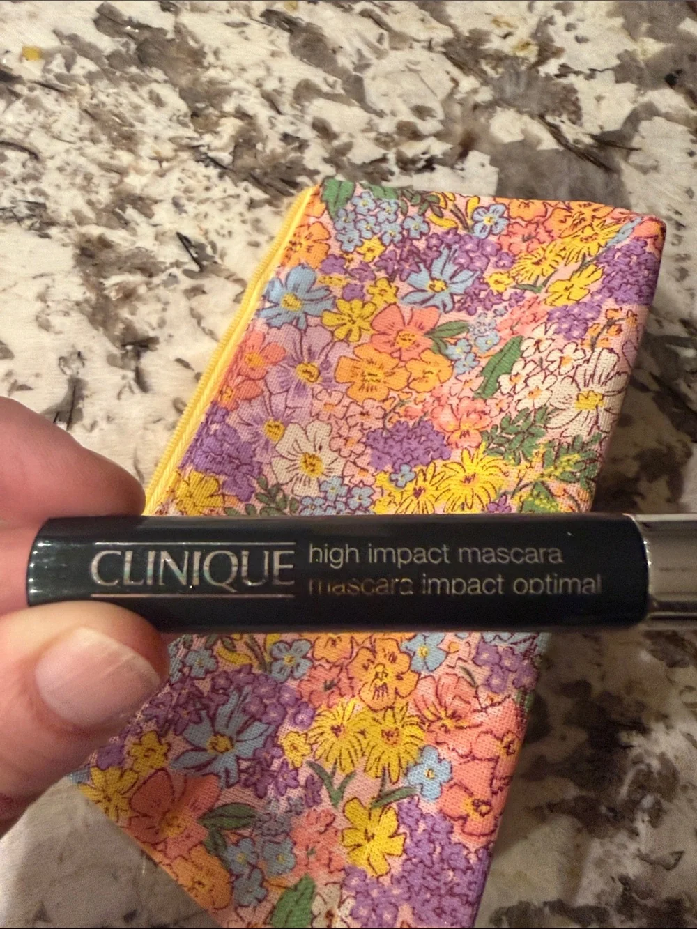 Clinique Black High Impact Mascara with Floral Cosmetic Bag - Black